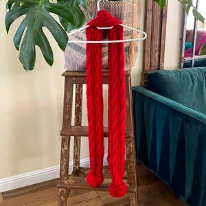 Bright red braided scarf from A&F